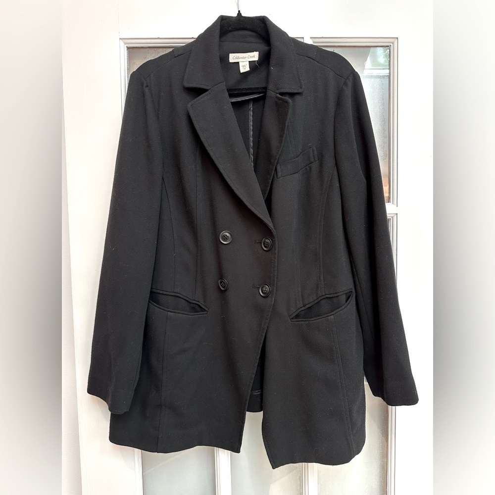 Coldwater Creek Classic Black Button Front Blazer Jacket Women’s Plus Size 16